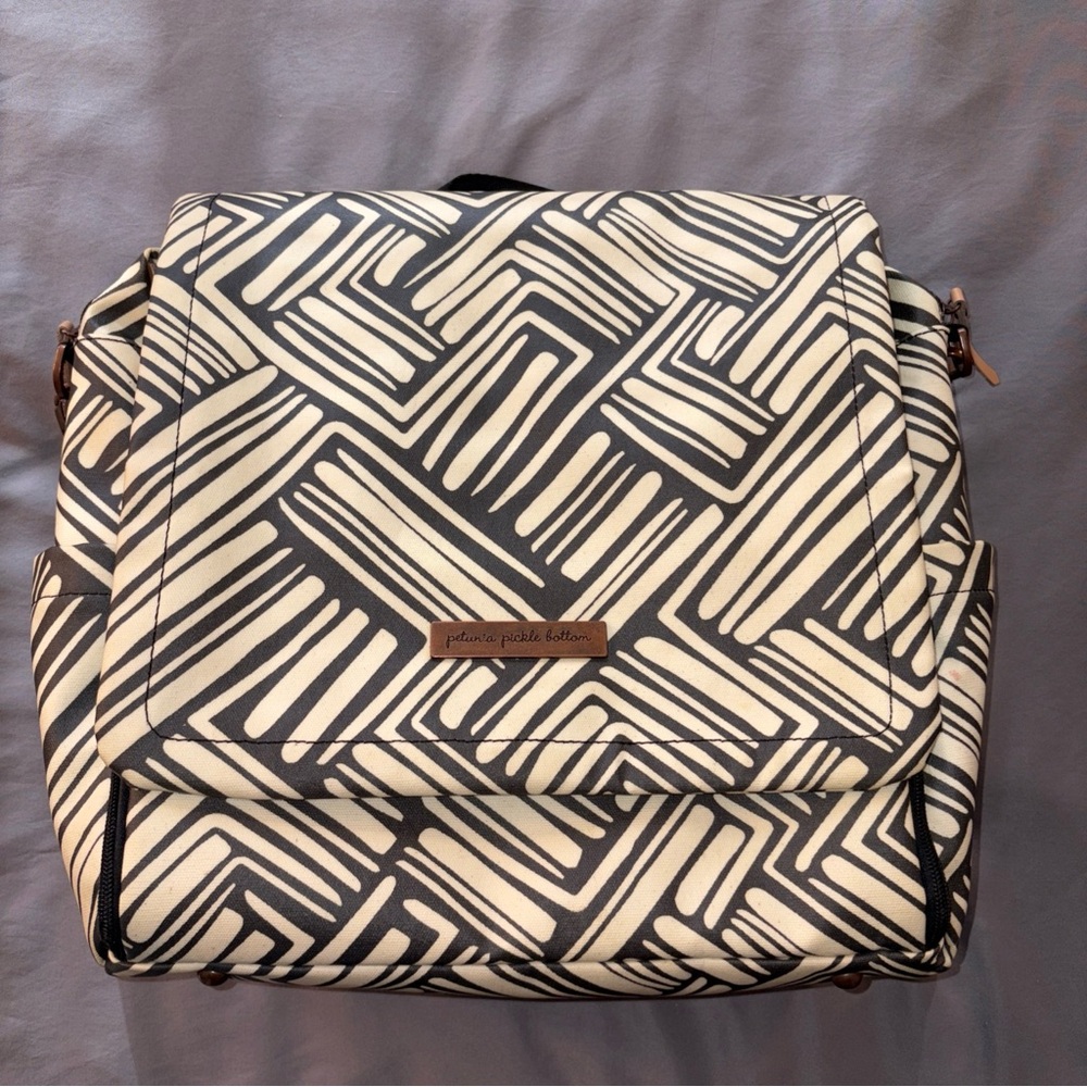 Petunia Pickle Bottom Diaper Backpack Black White Stripes Versatility Pockets